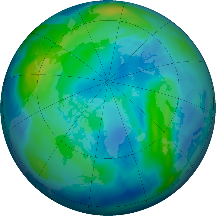 Arctic ozone map for 18 October 2012